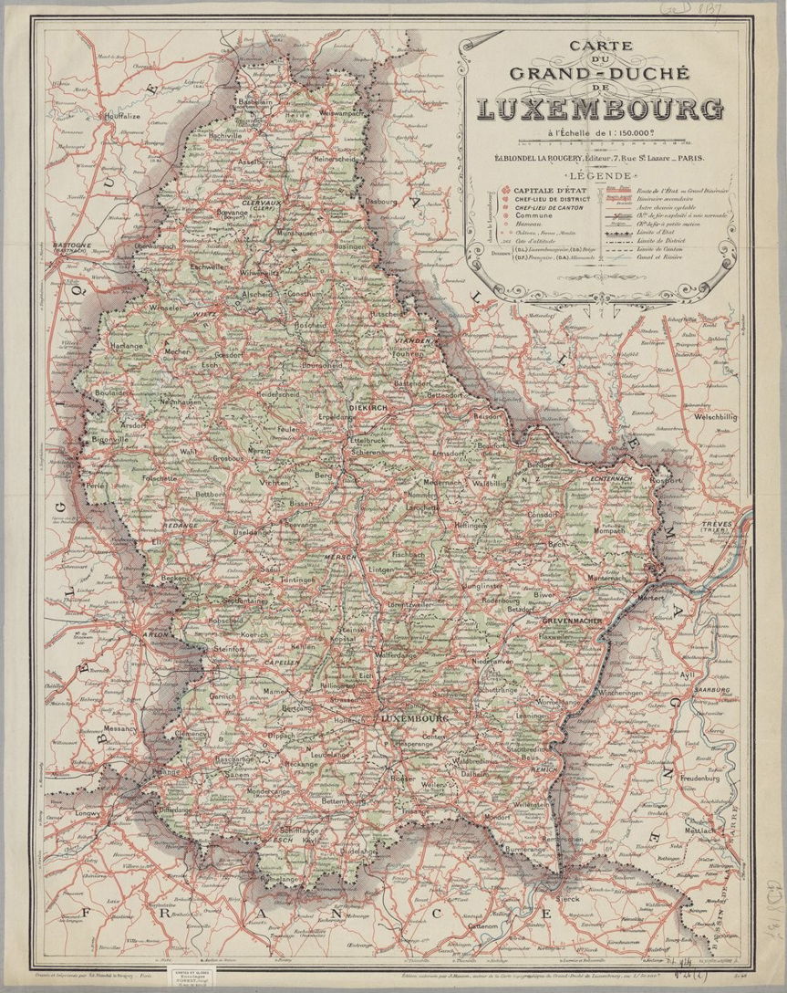 Carte du grand-duché de Luxembourg - 1924