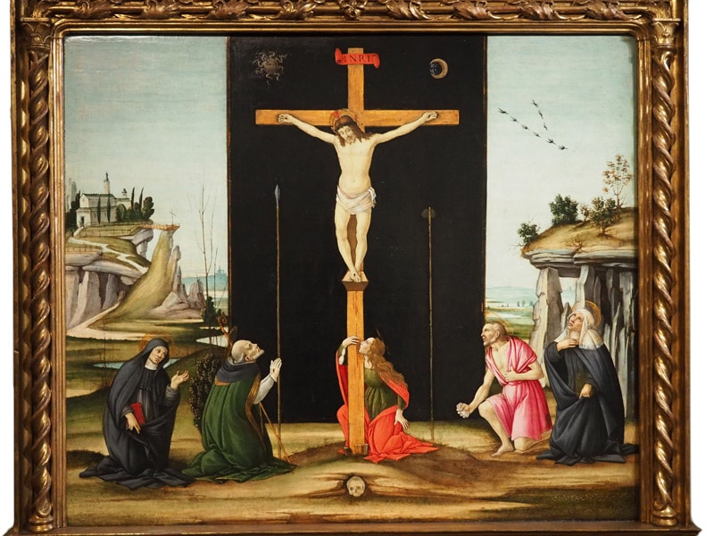 Christ en Croix adoré par des saints - collaborateur de Botticelli - début des années 1490 - collection Alana