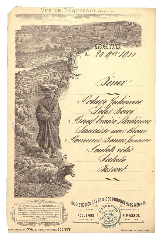 Menu-Roquefort-Société - 1900 - BM de Périgueux