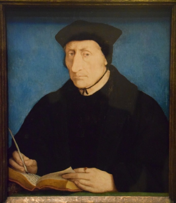 La petite cordelette fait un peu bonnet d'enfant vous ne trouvez pas ? Portrait de Guillaume Budé par Jean Clouet, vers 1536
