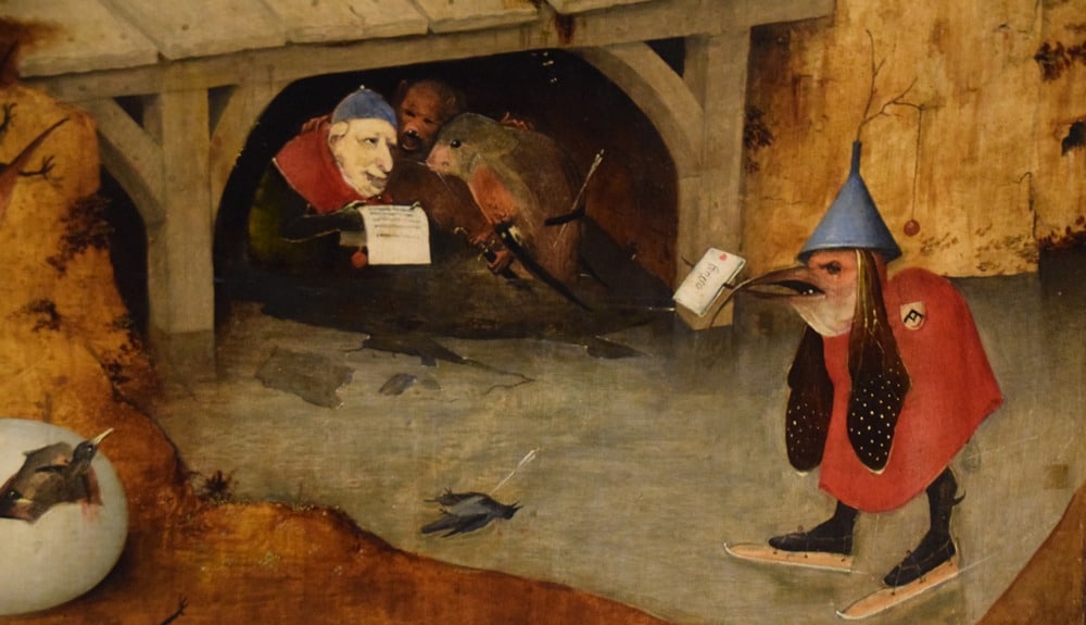 Détail du Triptyque de la Tentation de saint Antoine peint par Jérôme Bosch en 1501, actuellement au Museu Nacional de Arte Antiga, Lisbonne