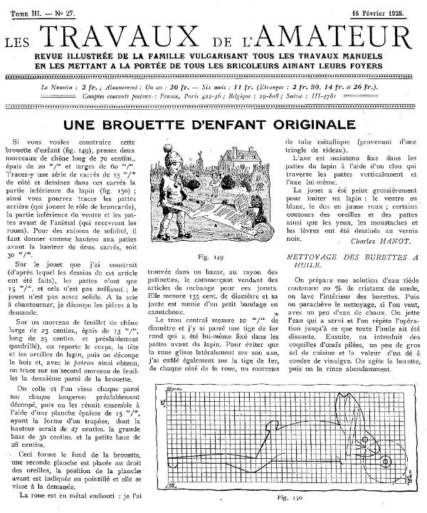 Construisez une "magnifique" brouette en forme de lapin pour amuser vos bambins - Gallica/BNF