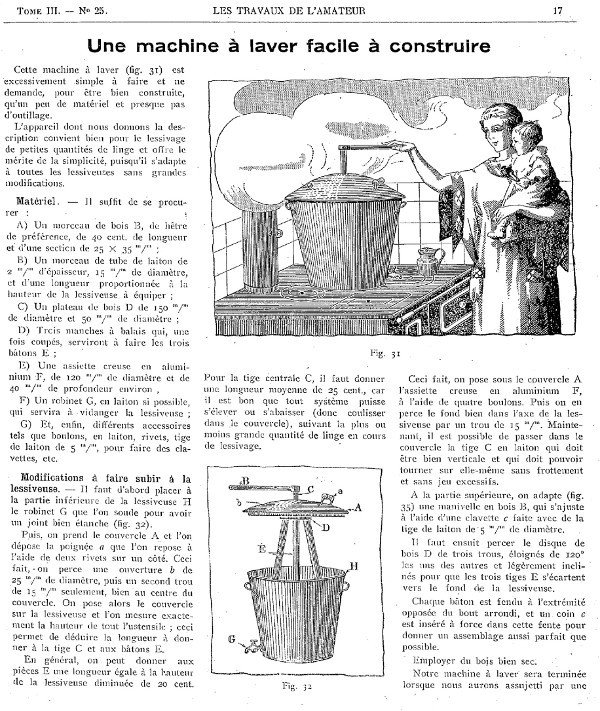 Construire sa machine à laver ? Oui mais par contre il faut être une femme avec enfant pour s'en servir ! - Gallica/BNF