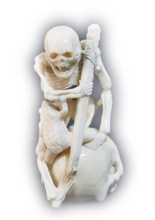 netsuke squelette crapaud