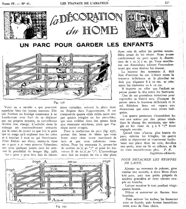 Un parc pour enfant aux allures d'enclos à bestiaux - Gallica/BNF